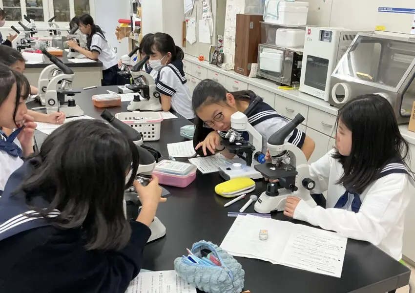 中1理科 顕微鏡の使い方を学習しました | 神奈川学園